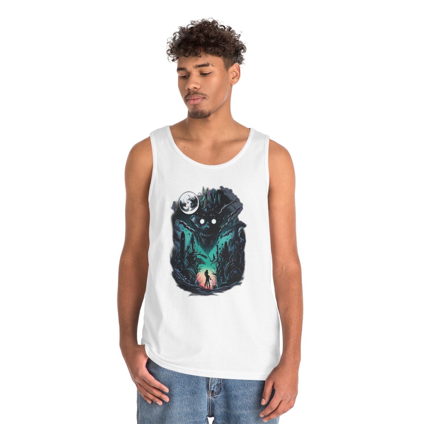 inner demons journey night trippy Unisex Heavy Cotton Tank Top