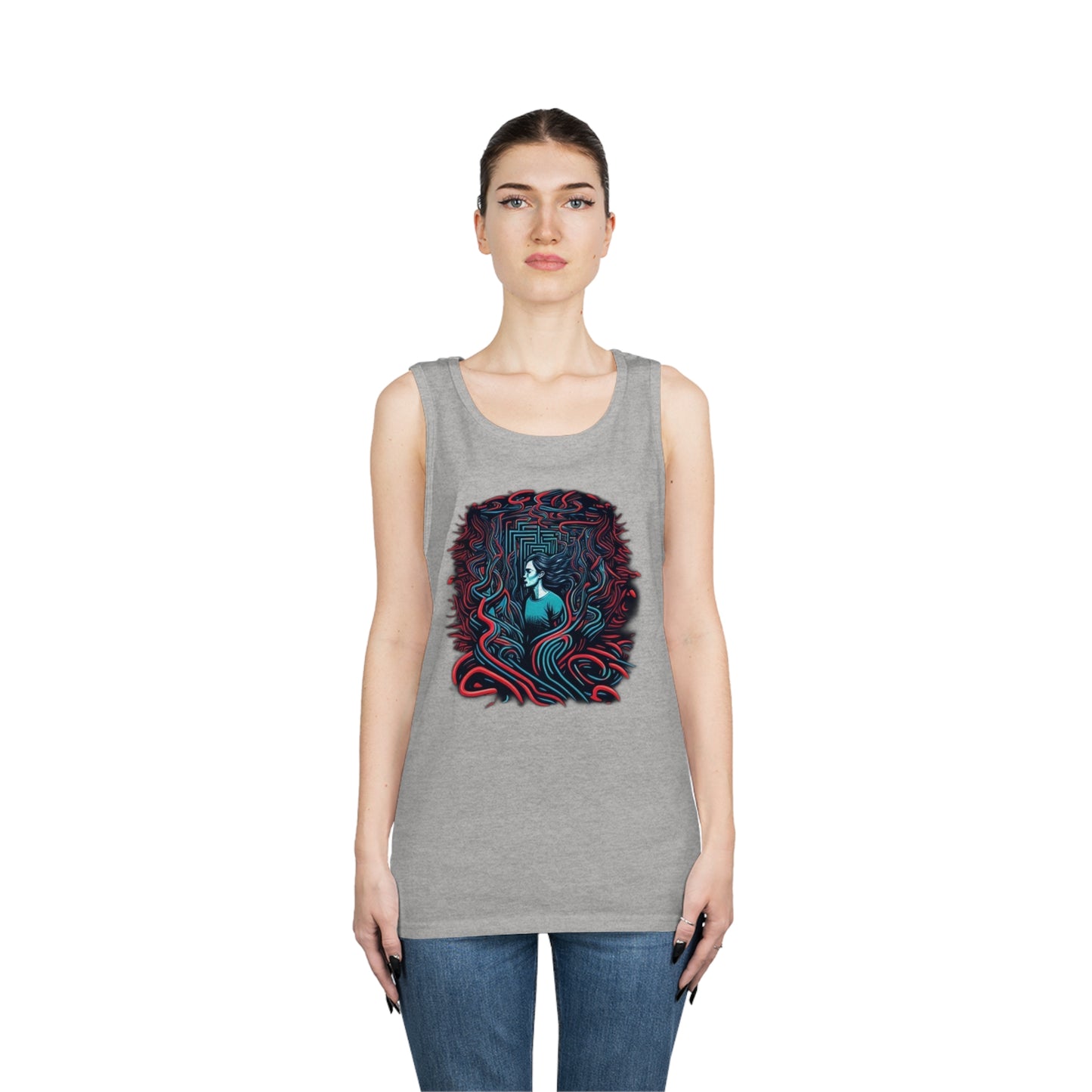 introspective colorful trippy lost in maze Unisex Heavy Cotton Tank Top