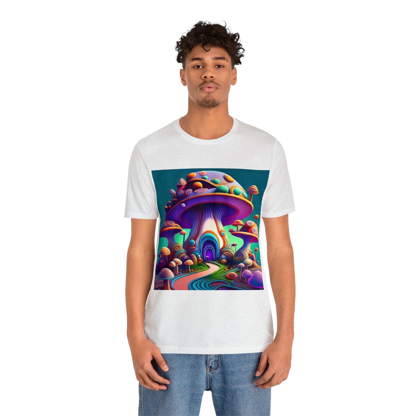 colorful trippy mushroom Unisex Jersey Short Sleeve Tee