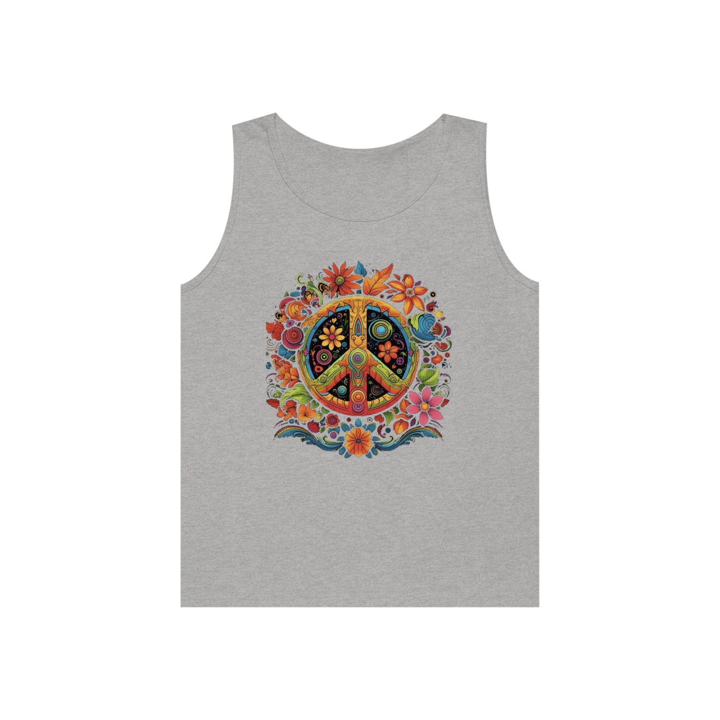 peace symbol colorful trippy Unisex Heavy Cotton Tank Top