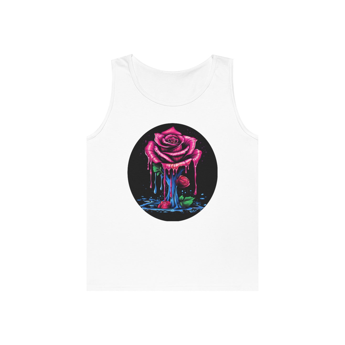 melting pink rose colorful trippy Unisex Heavy Cotton Tank Top