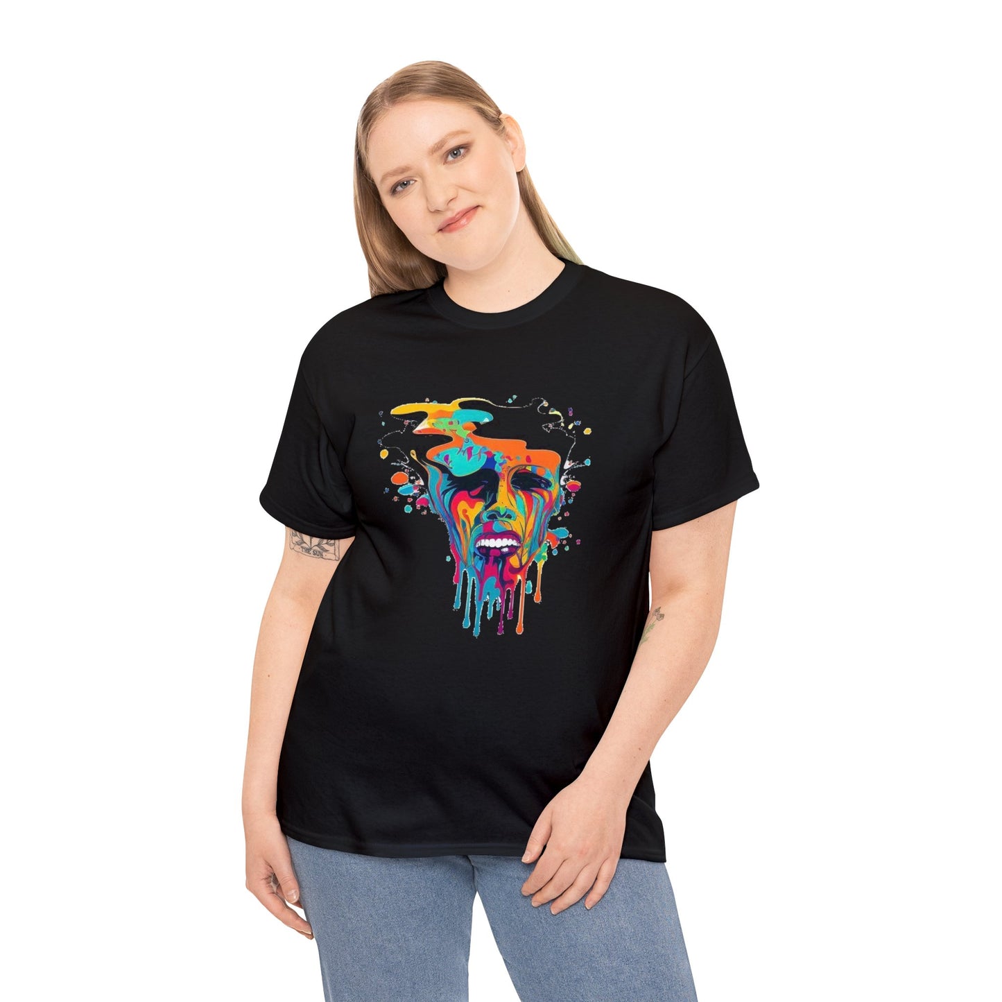 melting face colorful trippy Unisex Heavy Cotton Tee