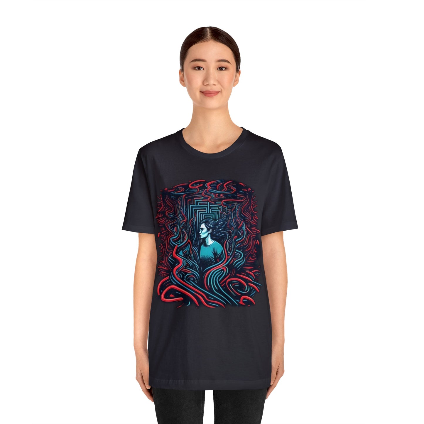 introspective colorful trippy lost in maze Unisex Jersey Short Sleeve Tee