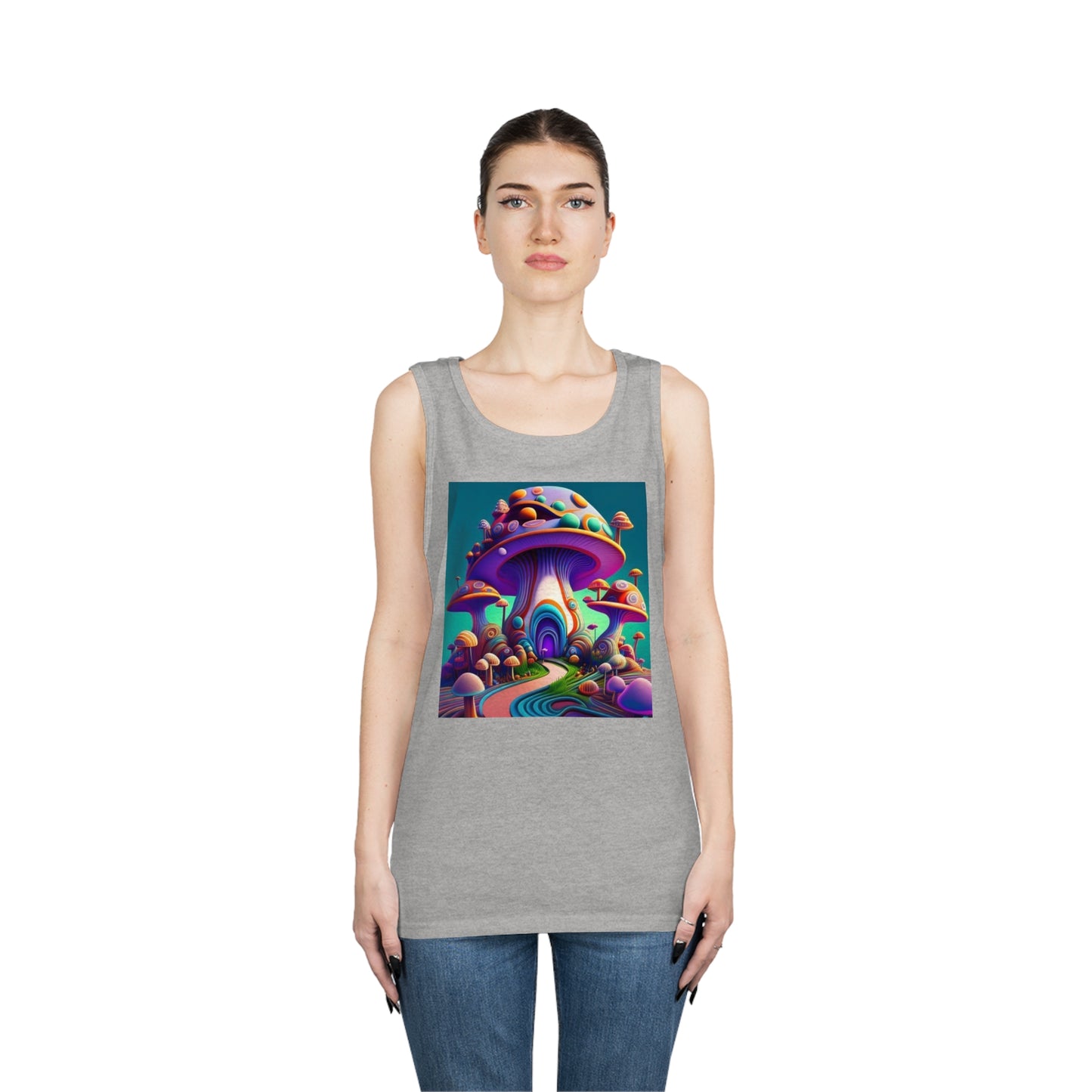 colorful trippy mushroom Unisex Heavy Cotton Tank Top