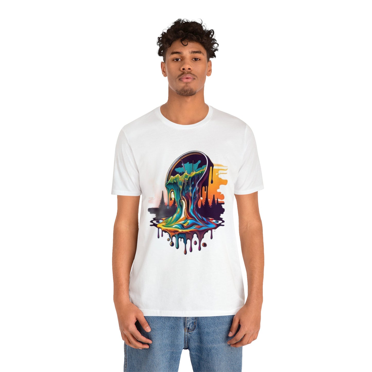 melting clock trippy colorful Unisex Jersey Short Sleeve Tee