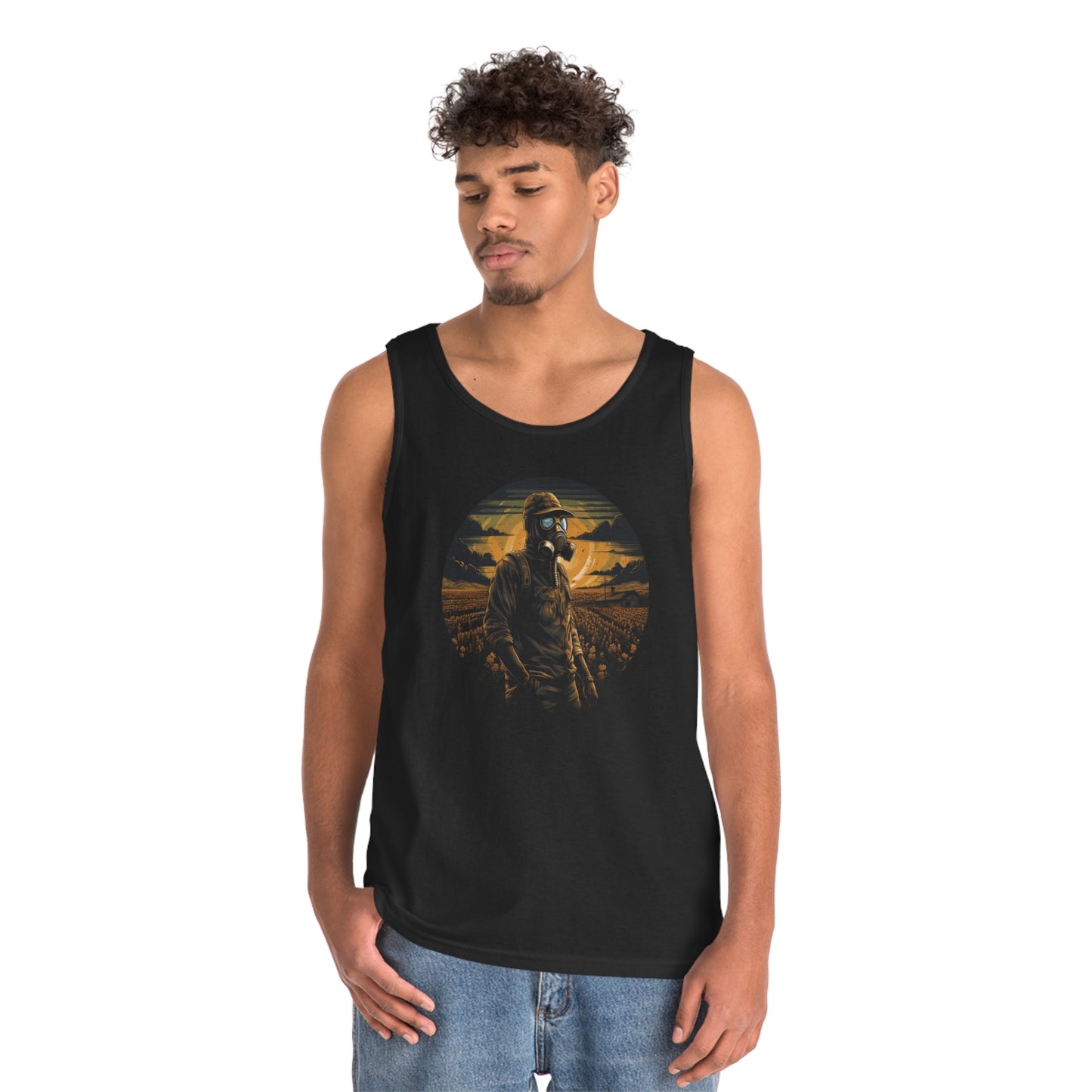 gas mask apocalyptic farmer Unisex Heavy Cotton Tank Top