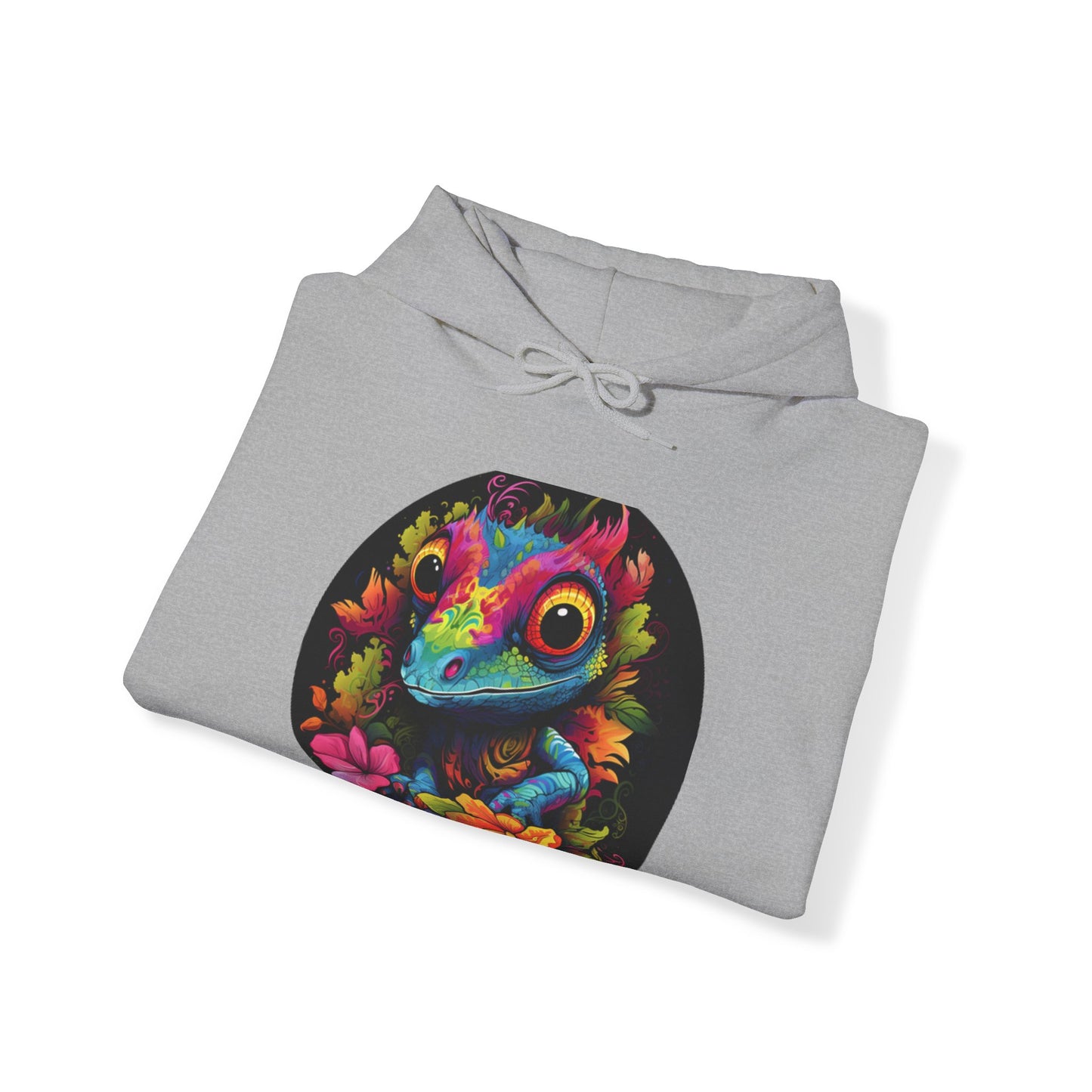 colorful cute gecko flowers Unisex Heavy Blend™ Hooded Sweatshirt