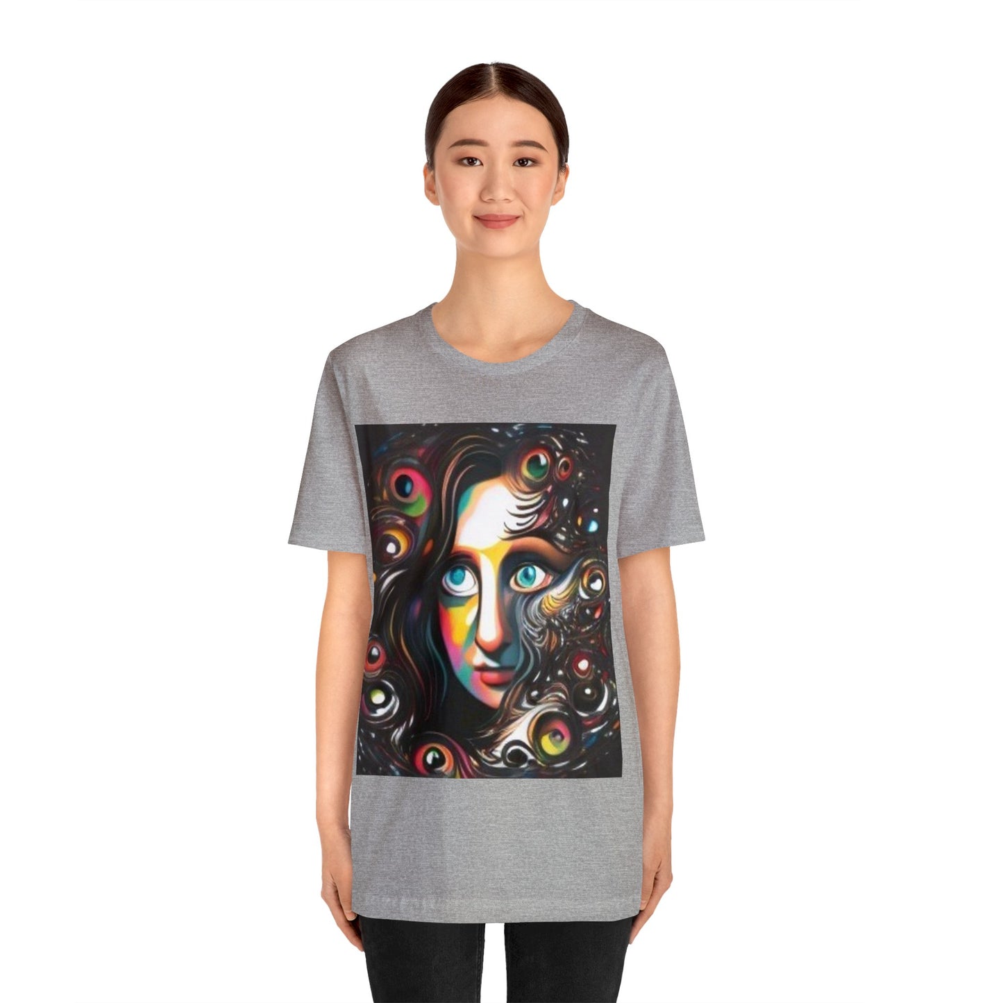 mona lisa trippy colorful Unisex Jersey Short Sleeve Tee