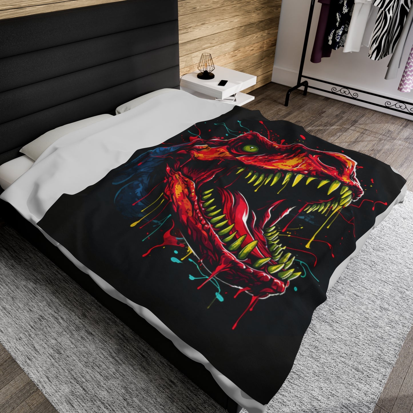 T-rex melting trippy Velveteen Plush Blanket