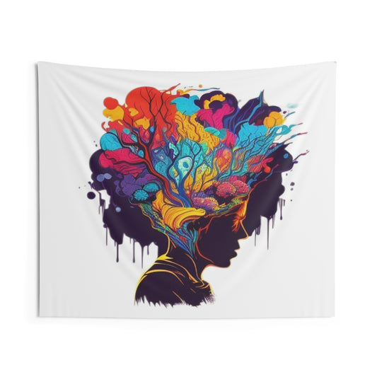 mind blown introspective colorful trippy Indoor Wall Tapestries