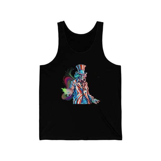 undead uncle Sam 4th of July trippy colorful Unisex Jersey Tank