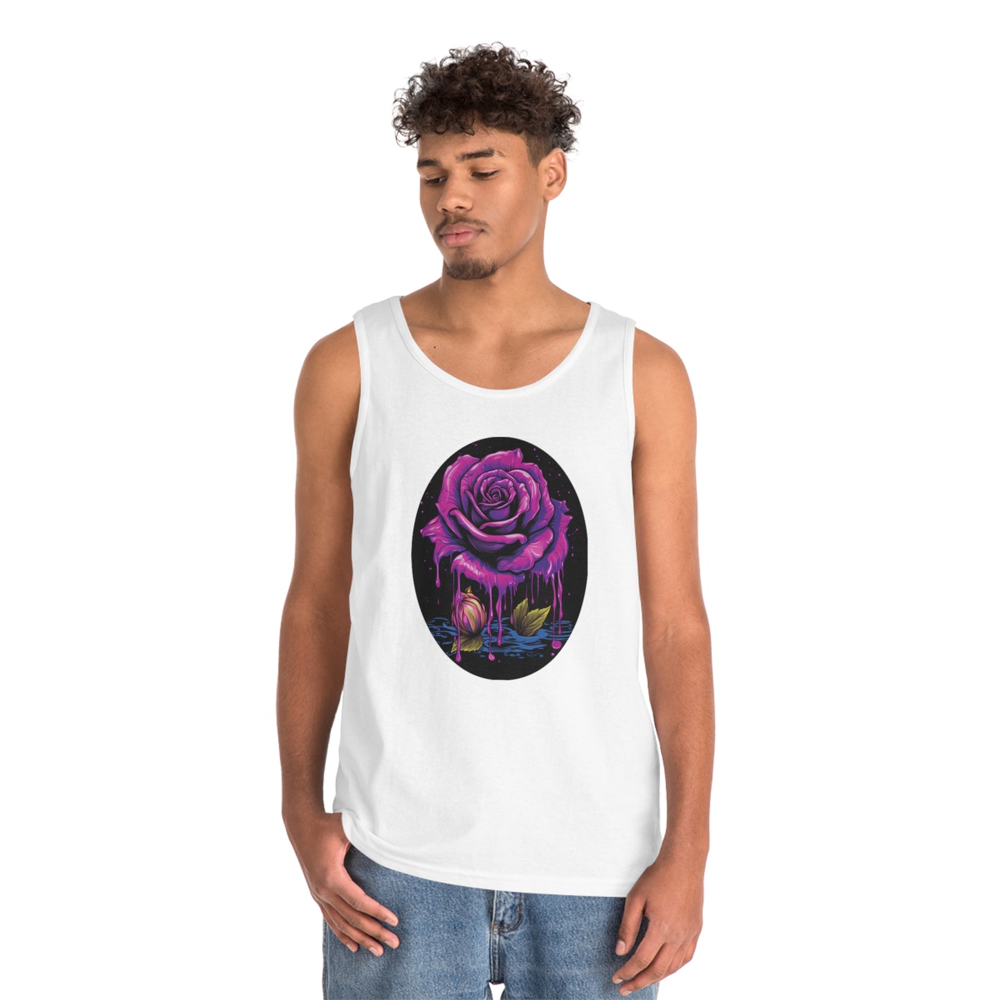 melting purple rose colorful trippy Unisex Heavy Cotton Tank Top