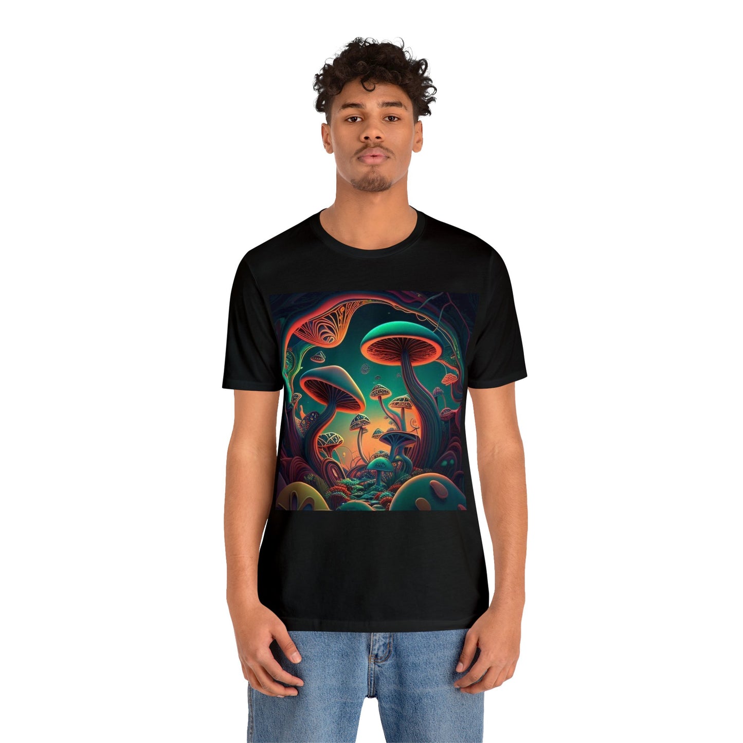 mushroom scenery trippy colorful Unisex Jersey Short Sleeve Tee