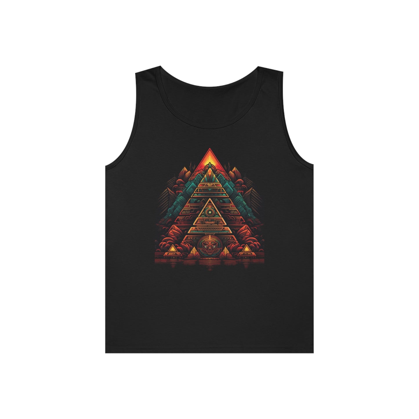 sacred geometry pyramid colorful Unisex Heavy Cotton Tank Top