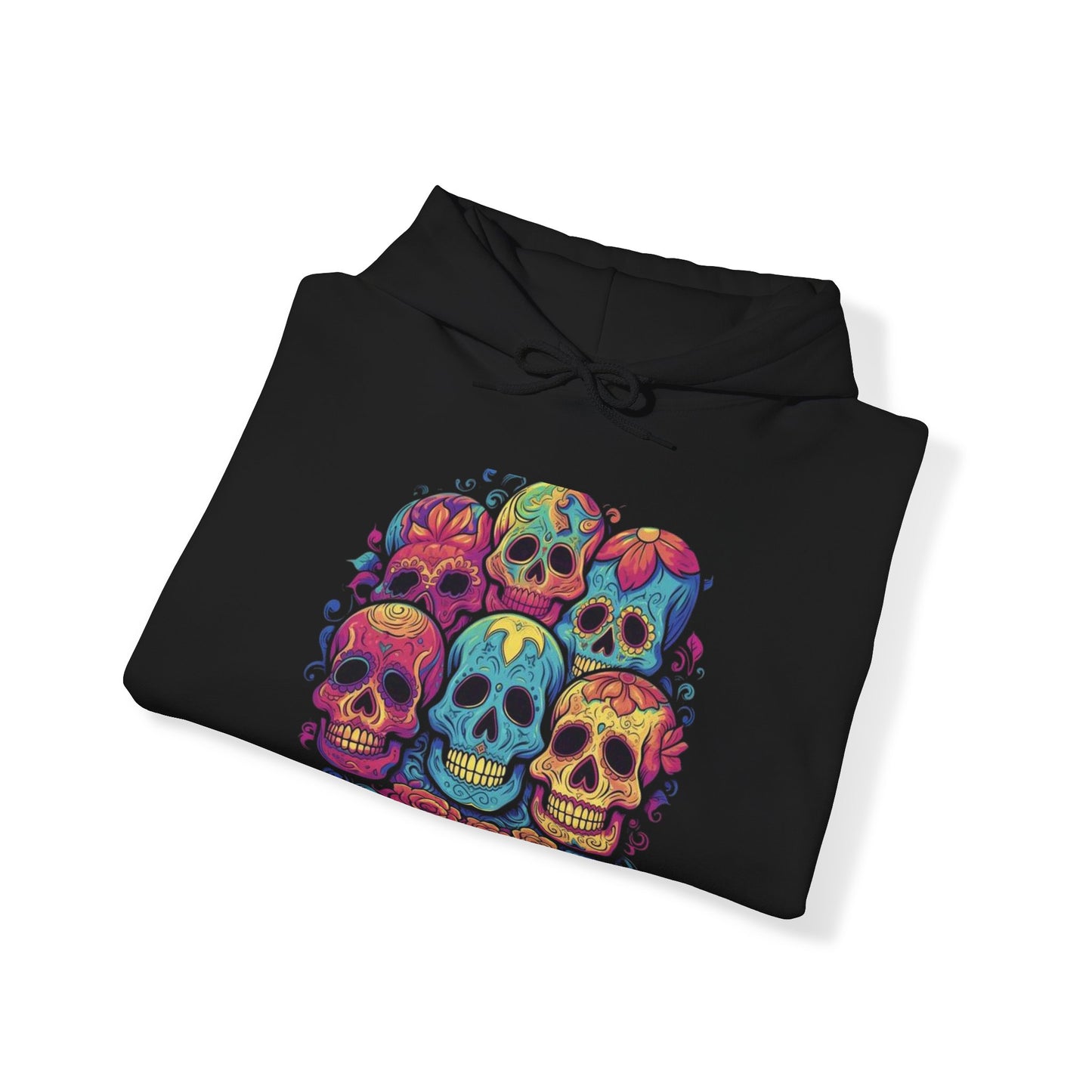 smiling sugar skulls trippy colorful Unisex Heavy Blend™ Hooded Sweatshirt