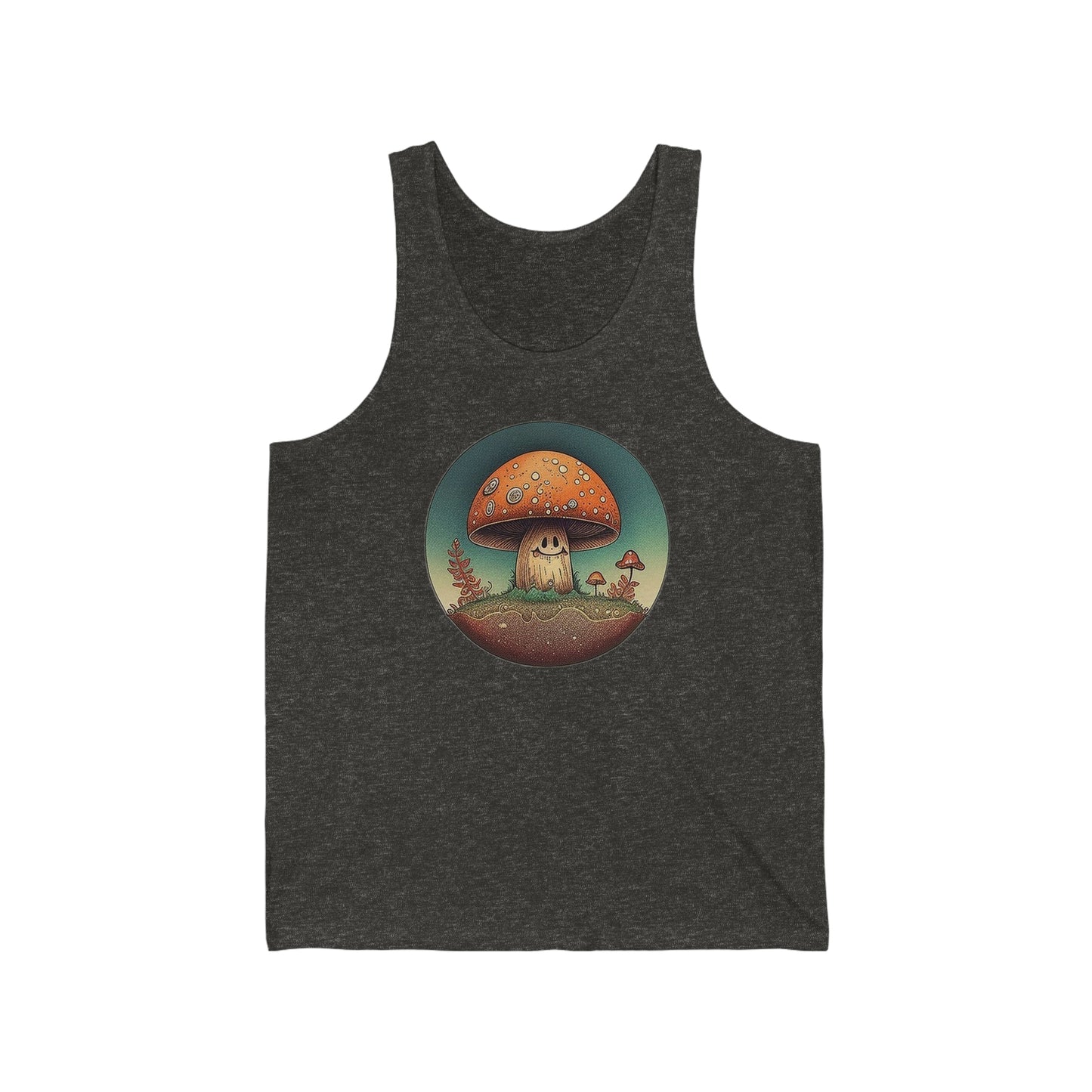 smiling mushroom trippy Unisex Jersey Tank