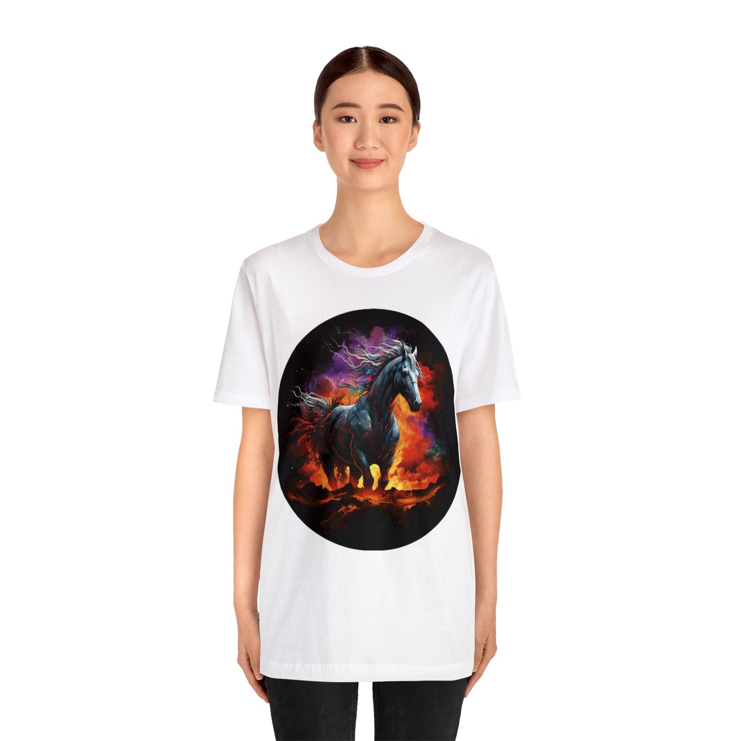 white horse colorful Unisex Jersey Short Sleeve Tee