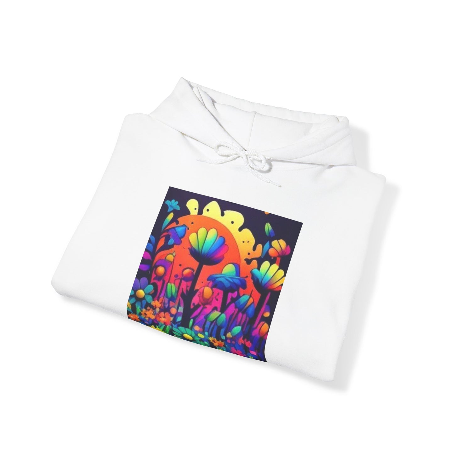 70's style trippy flowers Unisex Heavy Blend™ Hooded Sweatshirt