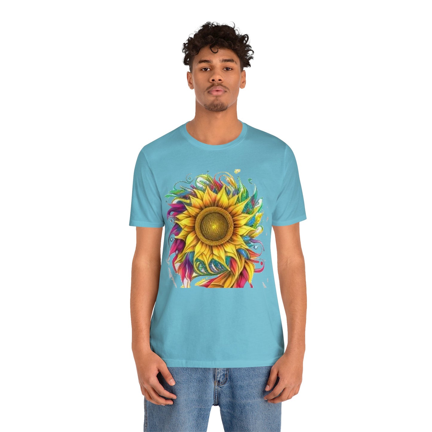 sunflower swirl colorful trippy Unisex Jersey Short Sleeve Tee