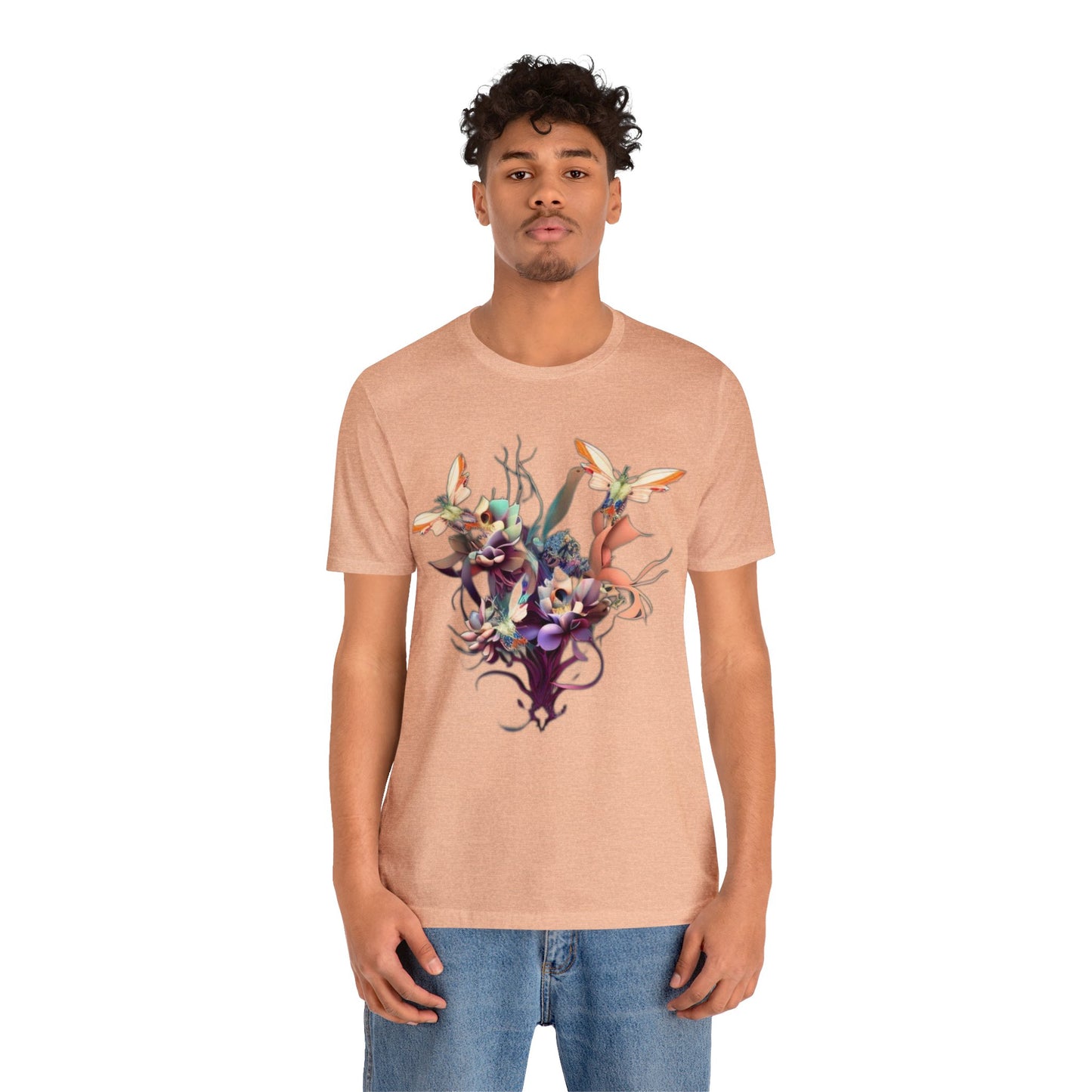 butterflies and flowers Unisex Jersey Short Sleeve Tee