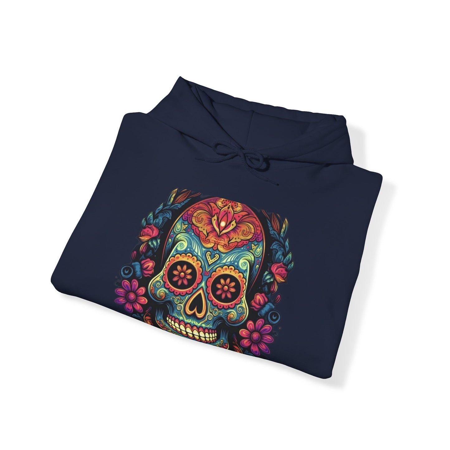 sugar skull and flowers colorful Unisex Heavy Blend™ Hooded Sweatshirt