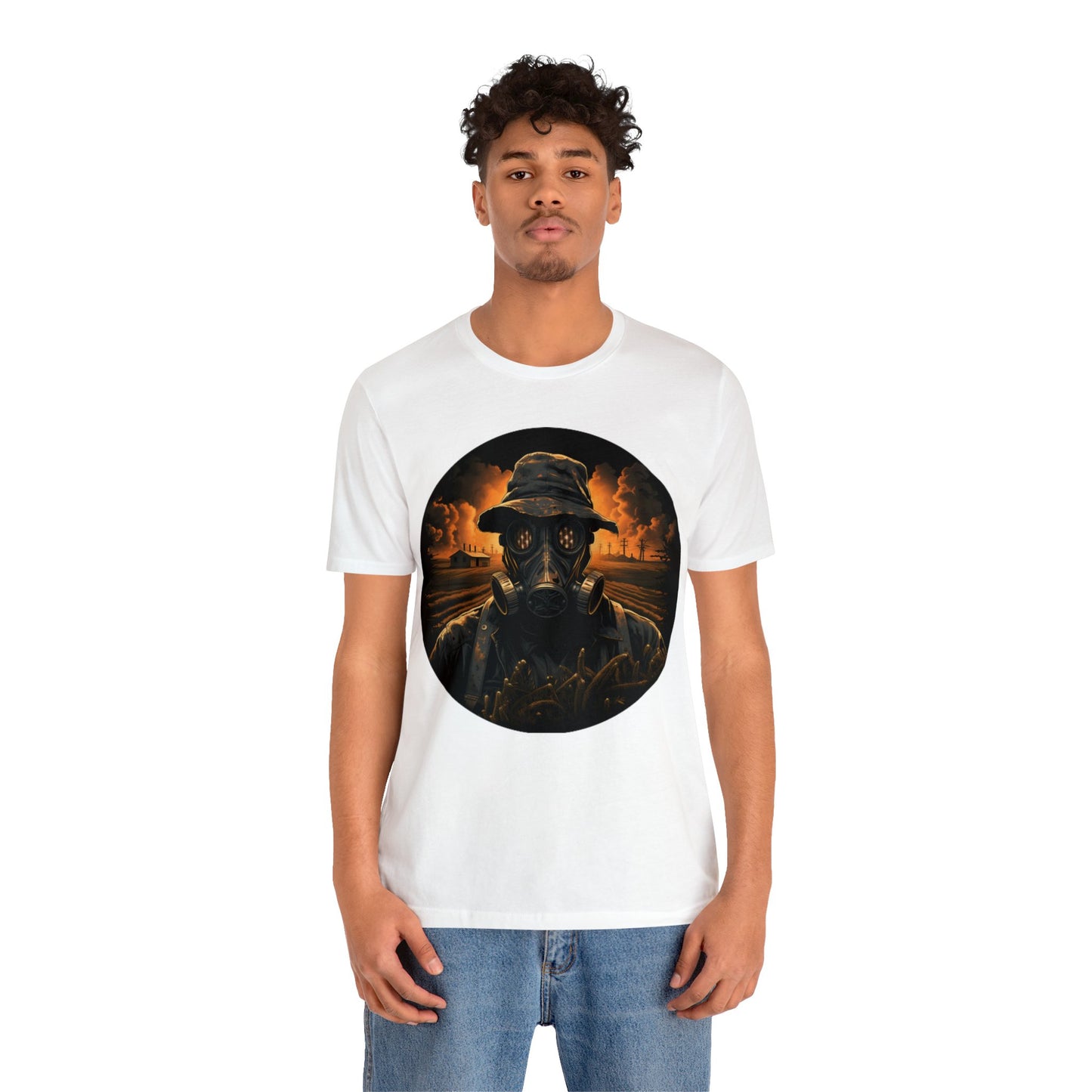 gas mask apocalyptic farmer  Unisex Jersey Short Sleeve Tee