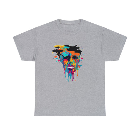 melting face colorful trippy Unisex Heavy Cotton Tee