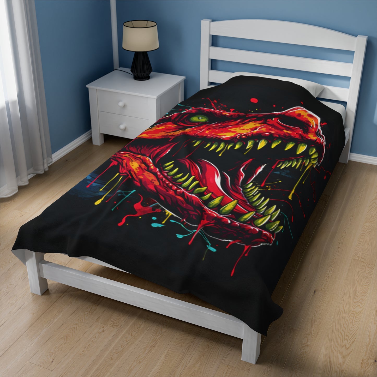 T-rex melting trippy Velveteen Plush Blanket