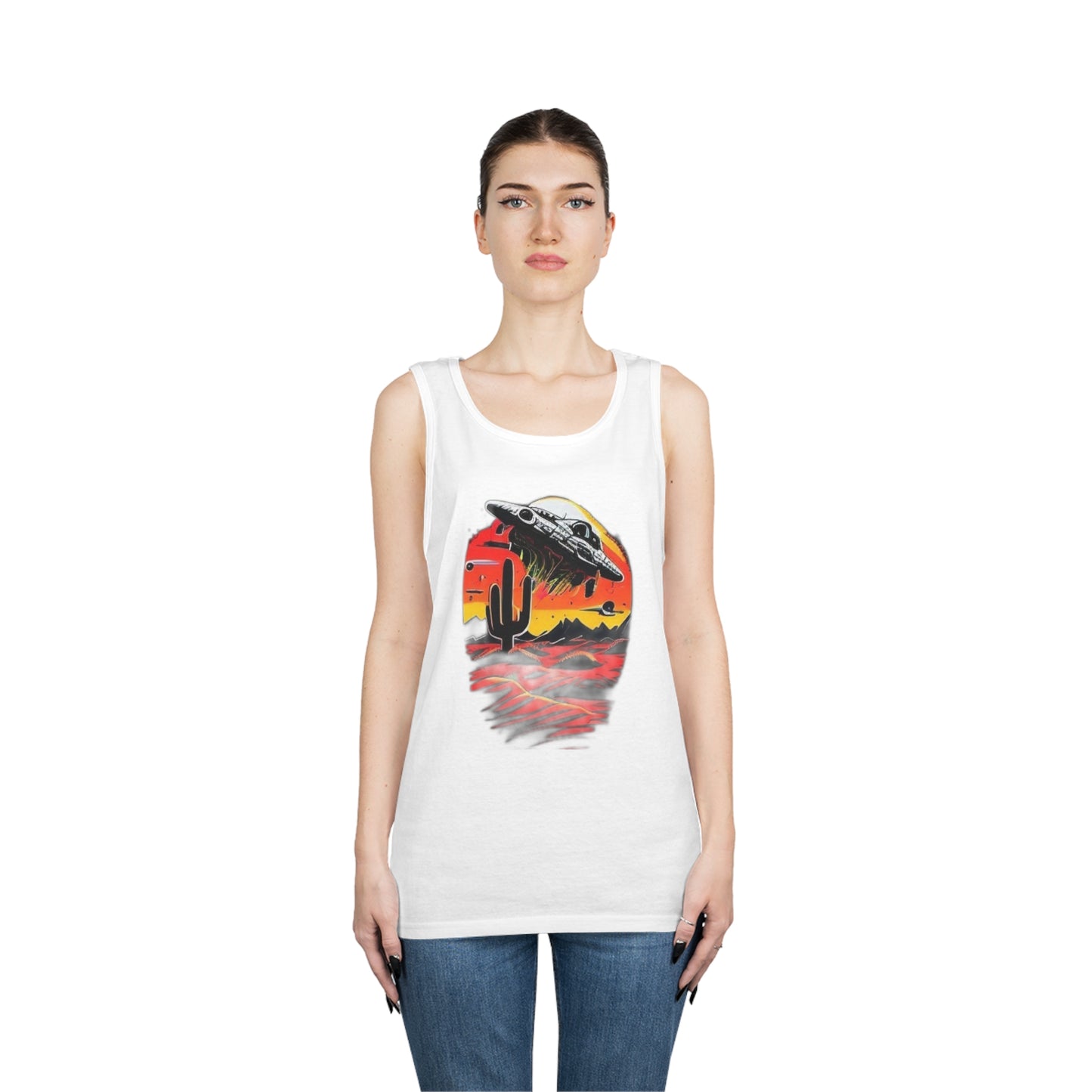 space ship trippy Unisex Heavy Cotton Tank Top