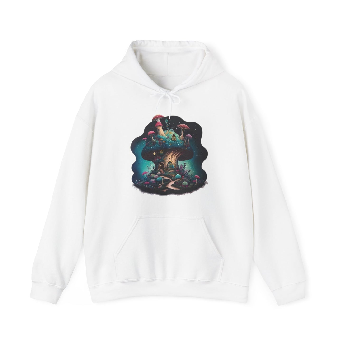 mushroom house colorful trippy Unisex Heavy Blend™ Hooded Sweatshirt