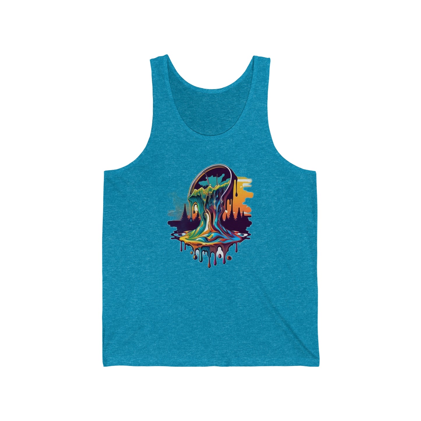 melting clock trippy colorful Unisex Jersey Tank