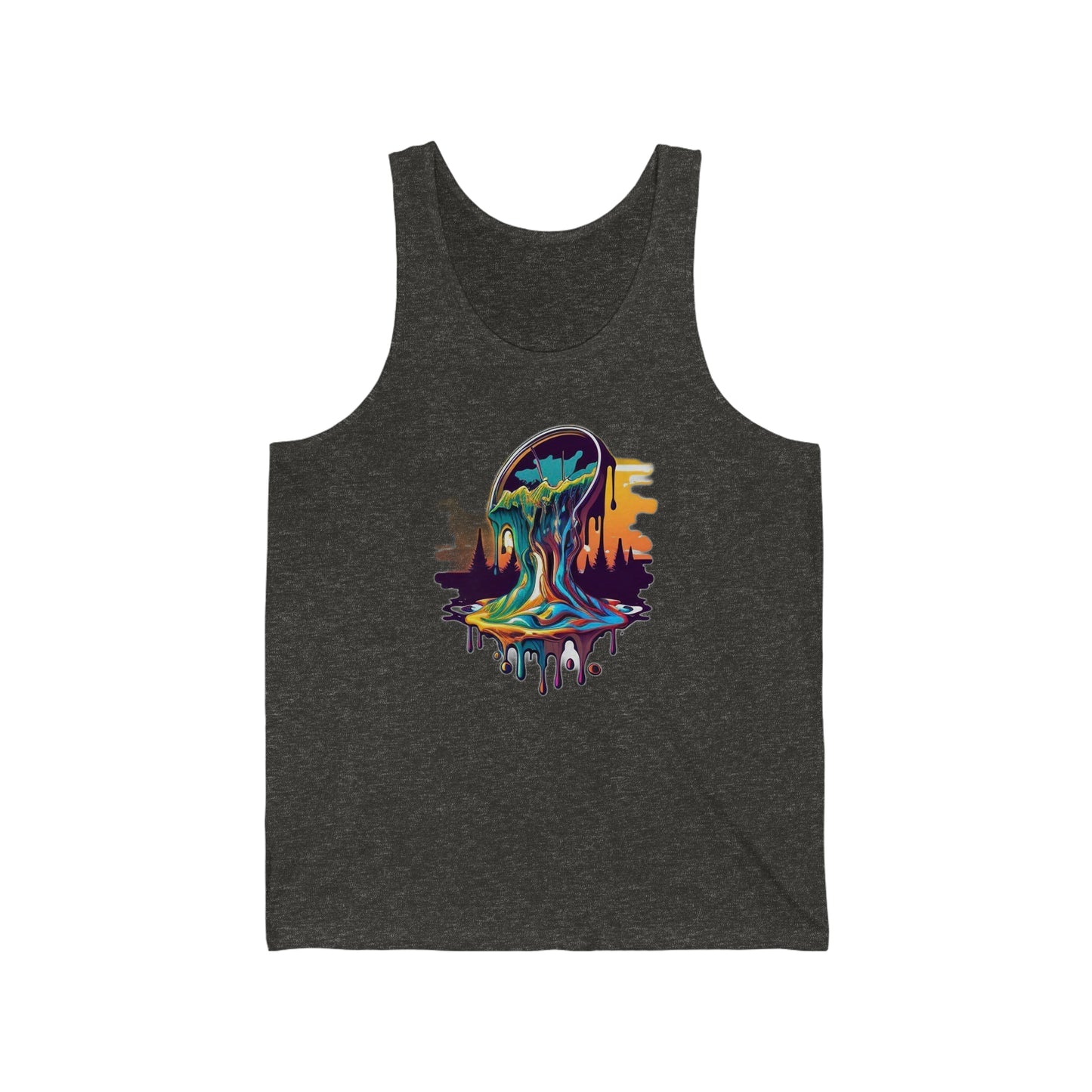 melting clock trippy colorful Unisex Jersey Tank