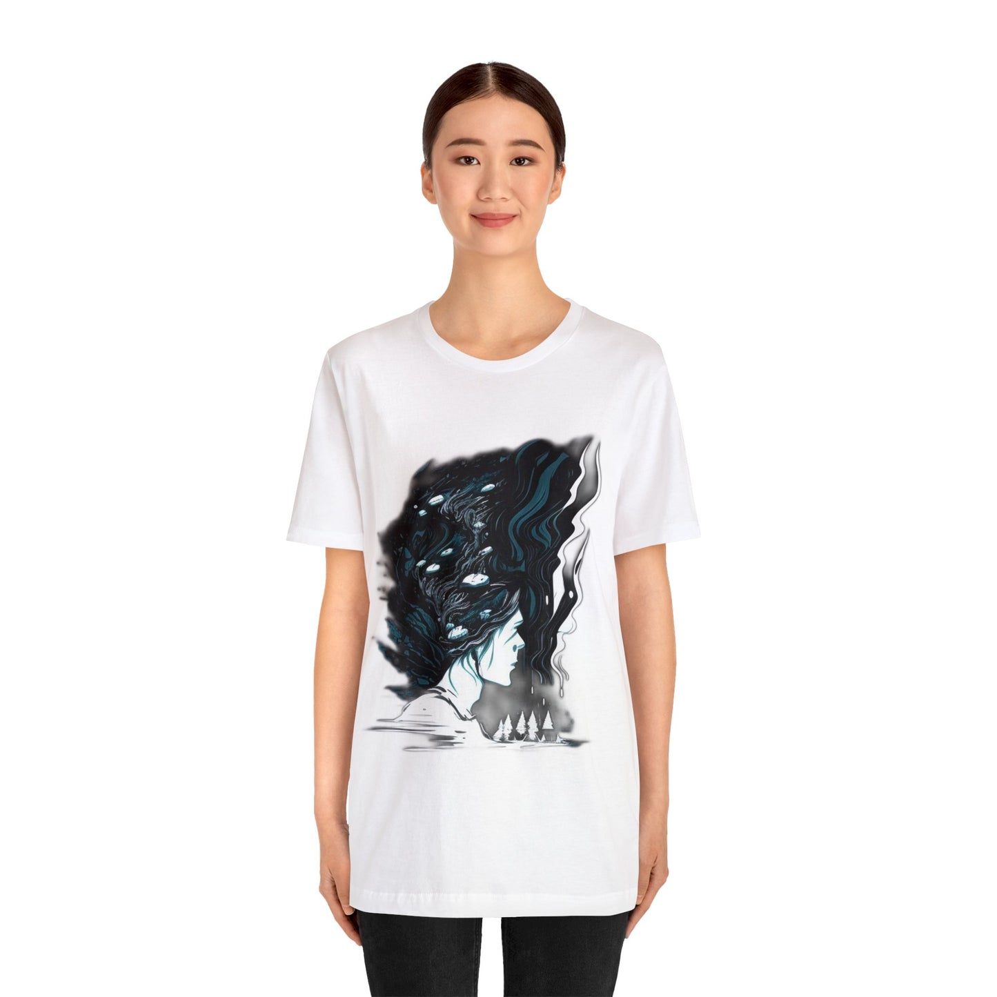 winter time lost in thought introspective trippy colorful Unisex Jersey Short Sleeve Tee