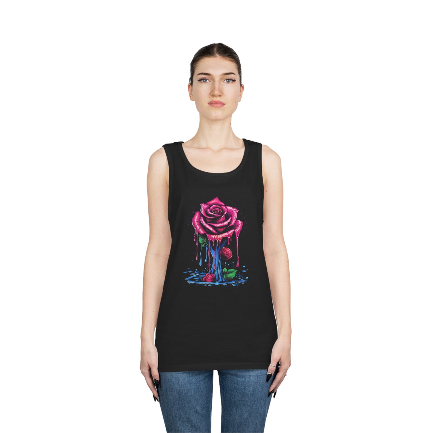 melting pink rose colorful trippy Unisex Heavy Cotton Tank Top