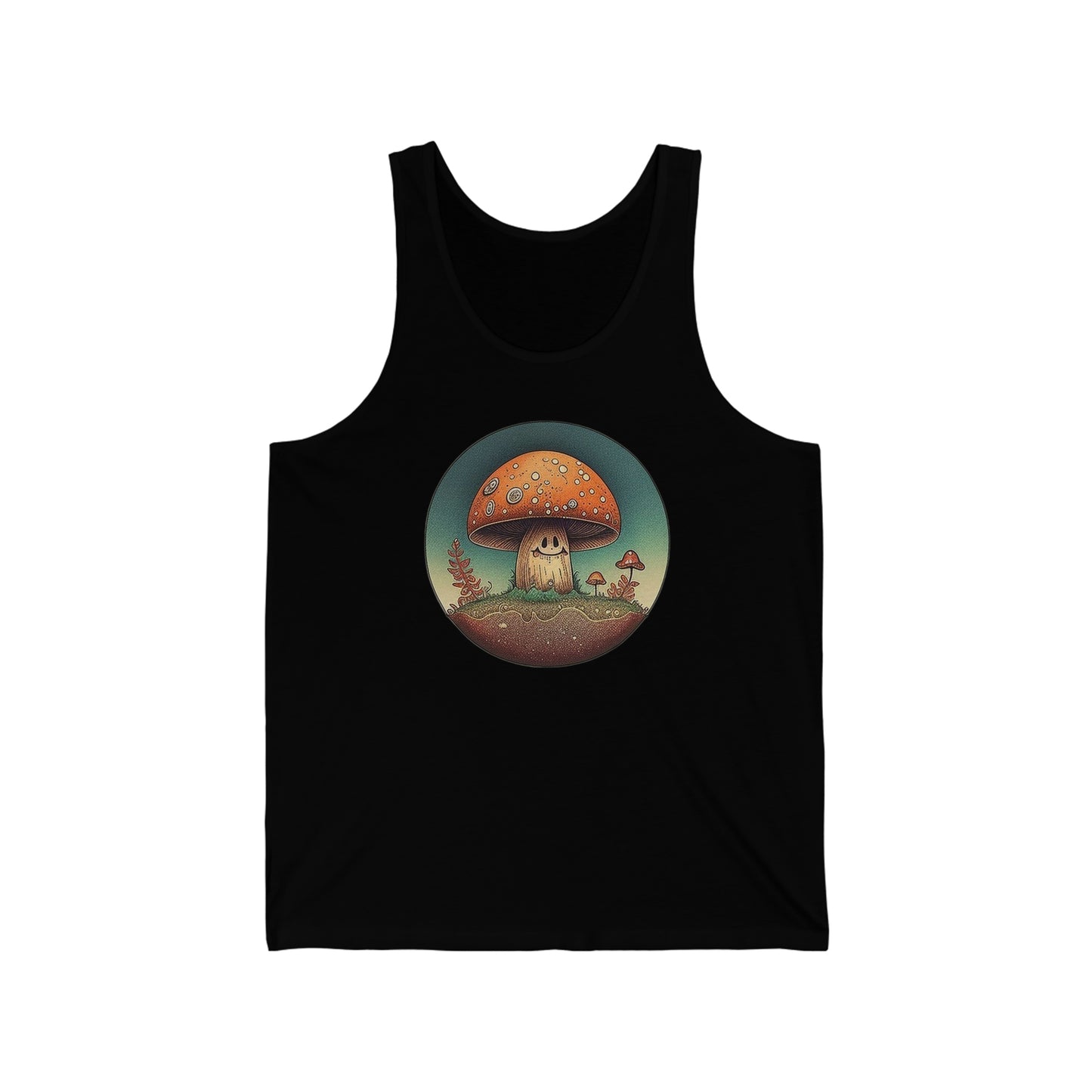 smiling mushroom trippy Unisex Jersey Tank