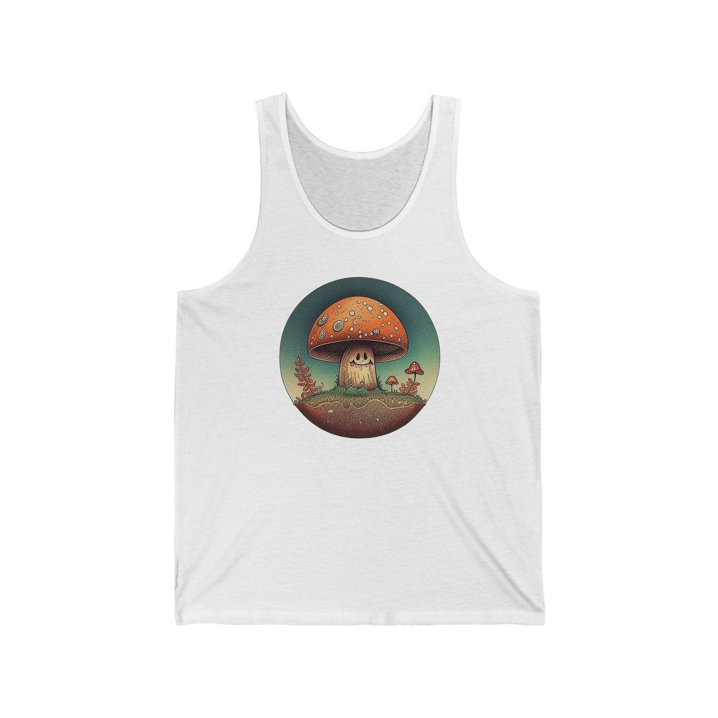 smiling mushroom trippy Unisex Jersey Tank