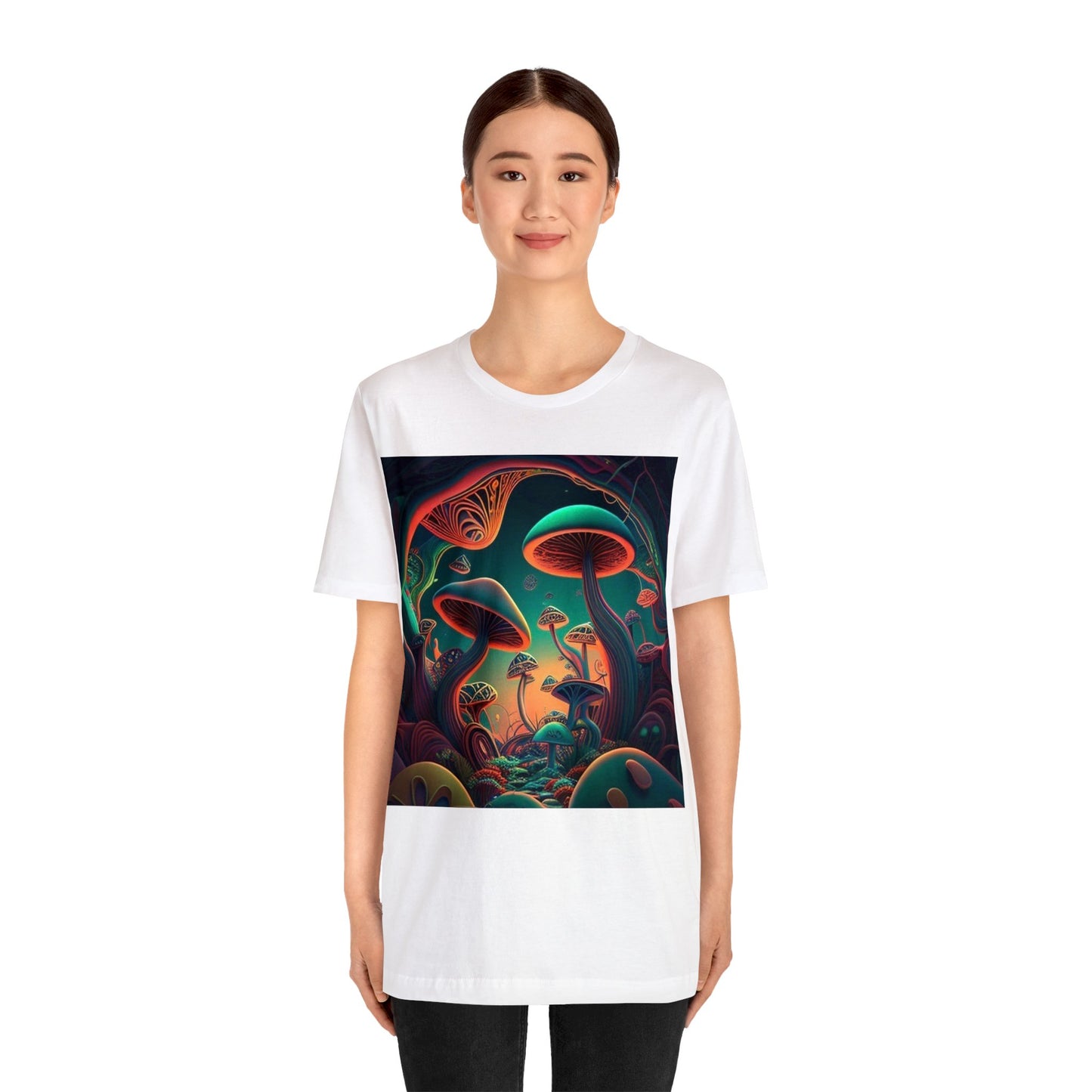 mushroom scenery trippy colorful Unisex Jersey Short Sleeve Tee