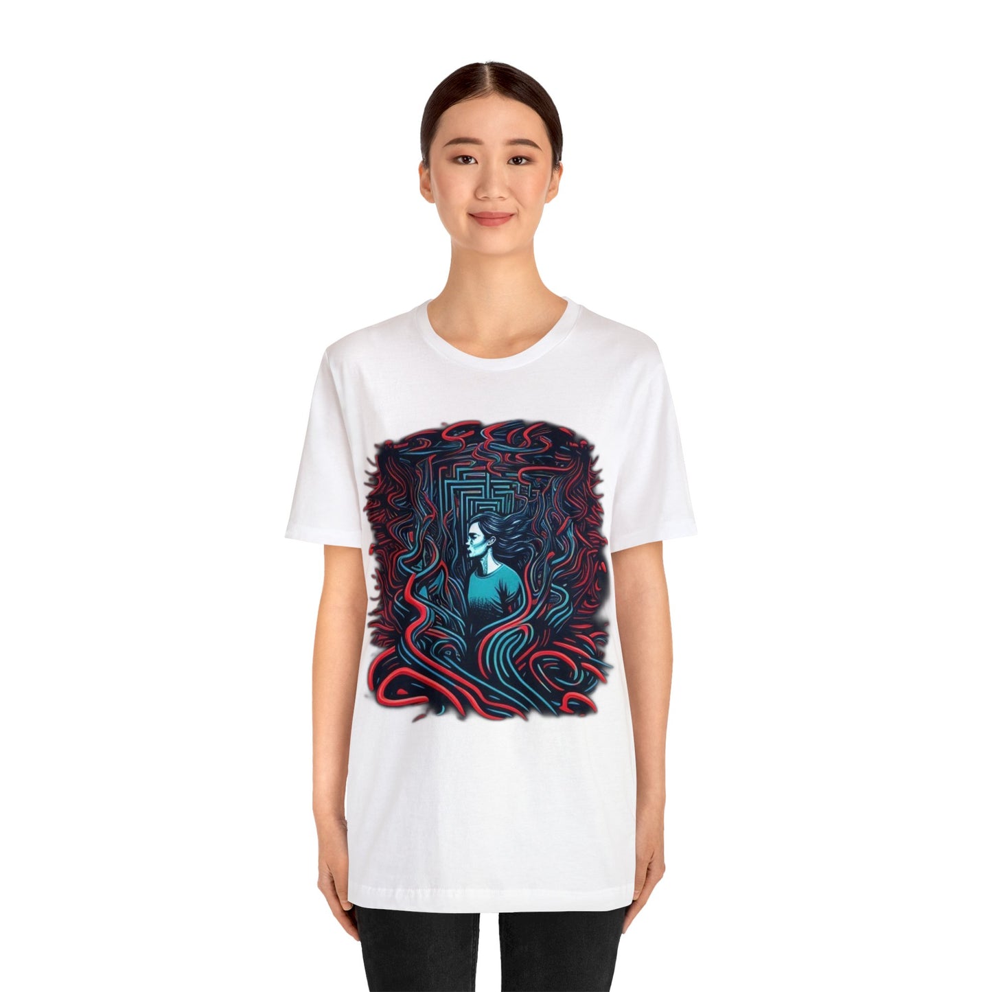 introspective colorful trippy lost in maze Unisex Jersey Short Sleeve Tee