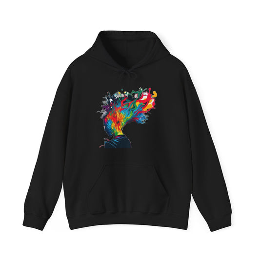 deep in thought colorful trippy Unisex Heavy Blend™ Hooded Sweatshirt