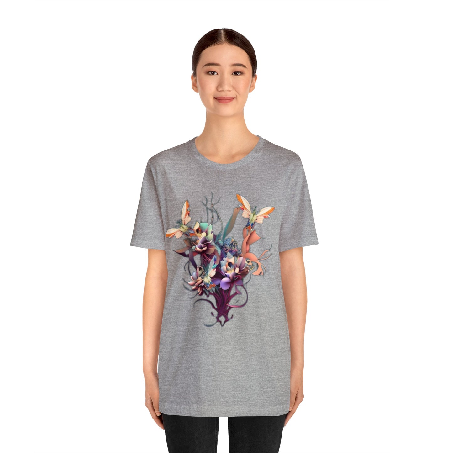 butterflies and flowers Unisex Jersey Short Sleeve Tee