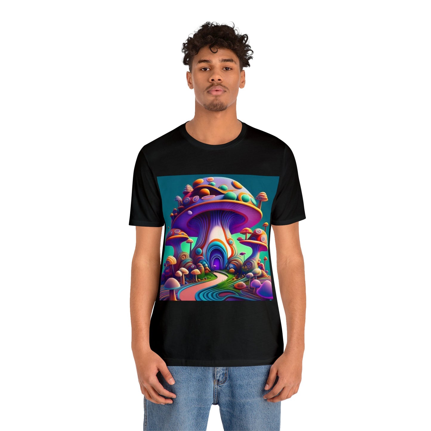 colorful trippy mushroom Unisex Jersey Short Sleeve Tee