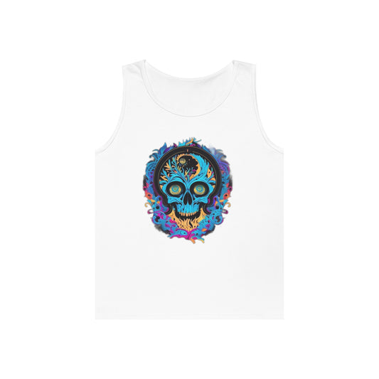 bright blue sugar skull Unisex Heavy Cotton Tank Top