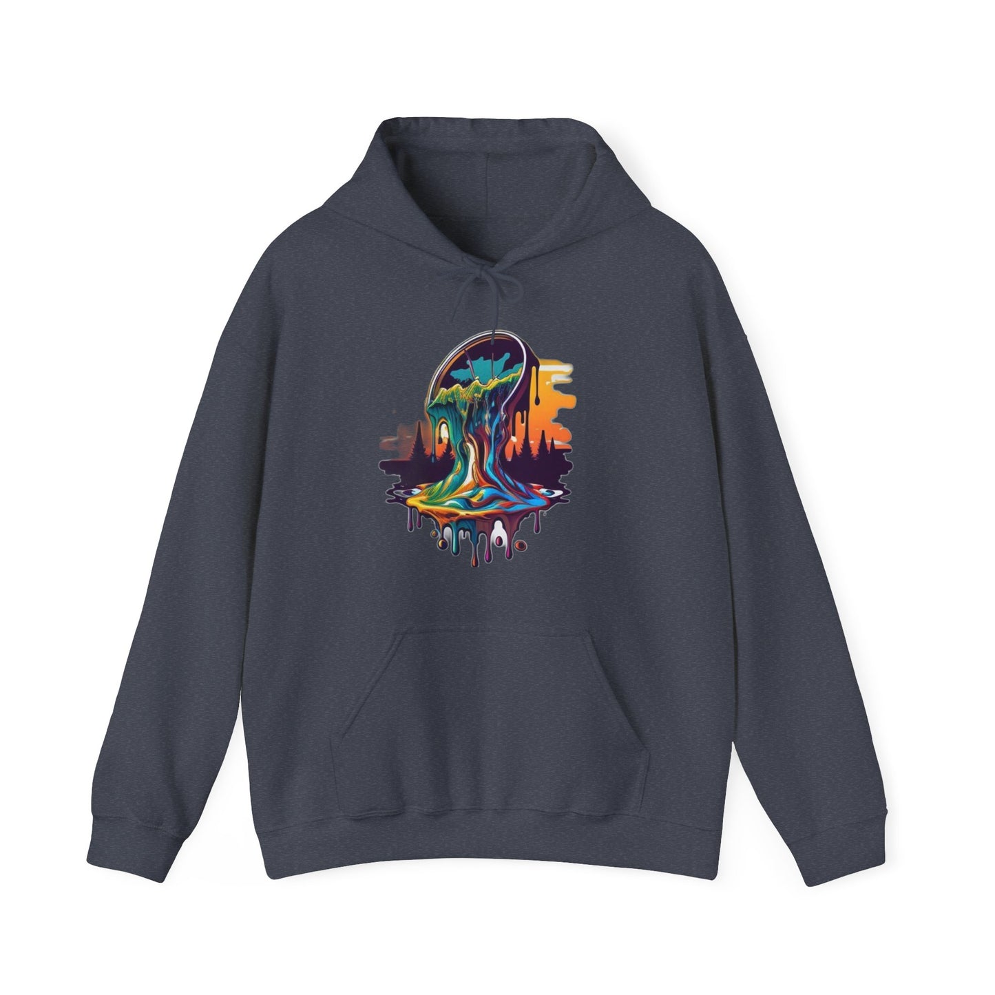 melting clock trippy colorful Unisex Heavy Blend™ Hooded Sweatshirt