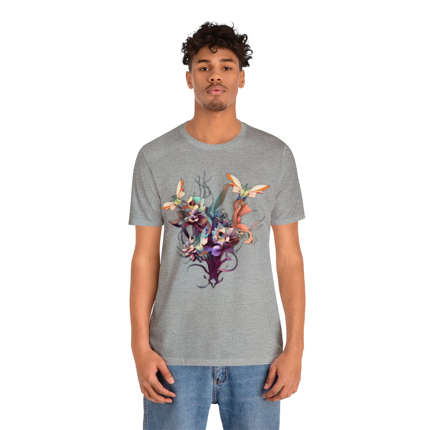 butterflies and flowers Unisex Jersey Short Sleeve Tee