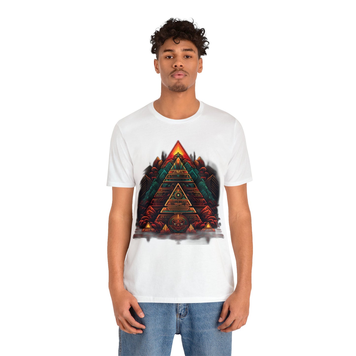 sacred geometry pyramid colorful Unisex Jersey Short Sleeve Tee