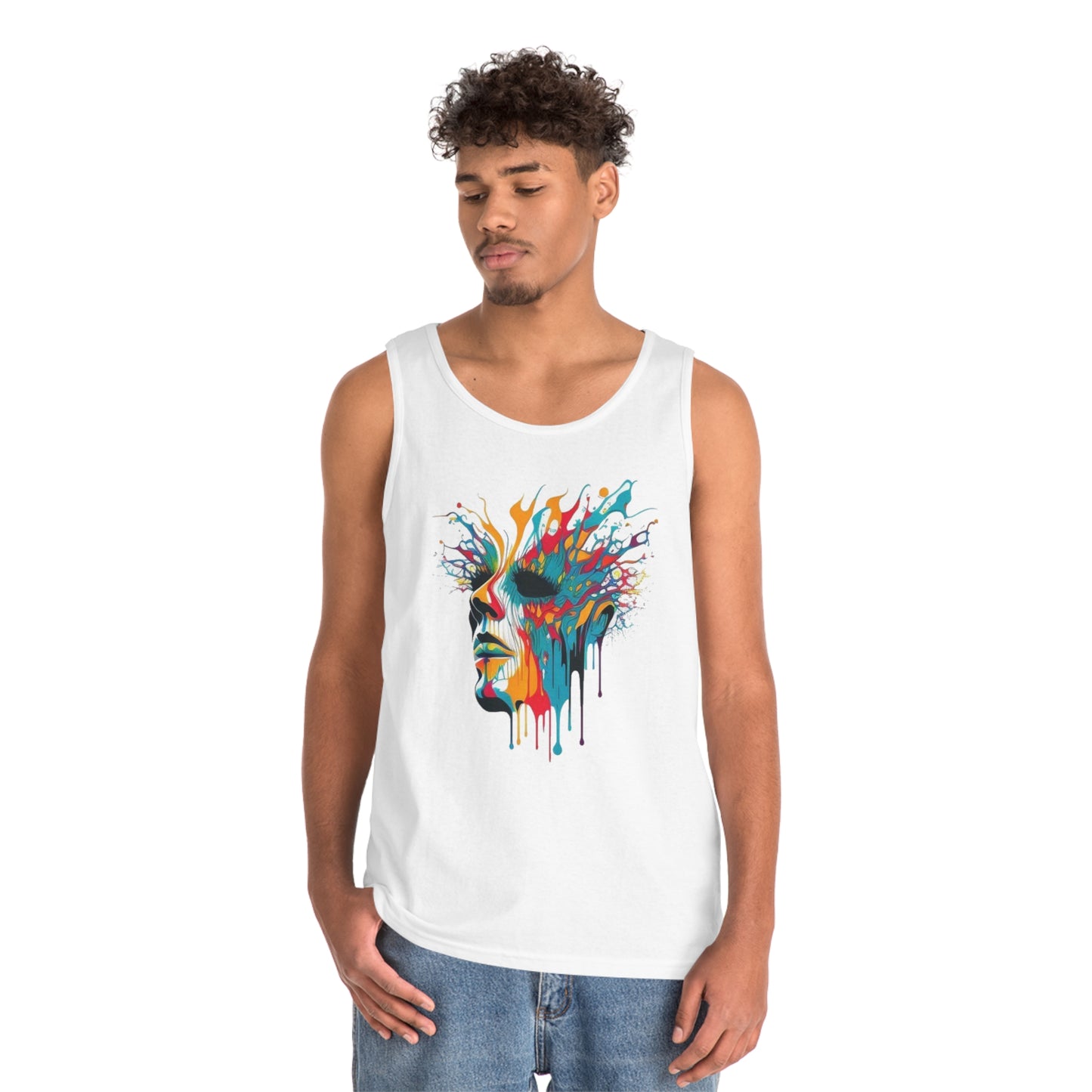 face melting colorful trippy Unisex Heavy Cotton Tank Top