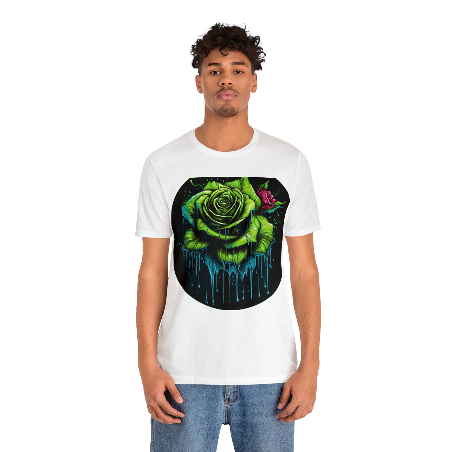 melting green rose colorful trippy Unisex Jersey Short Sleeve Tee