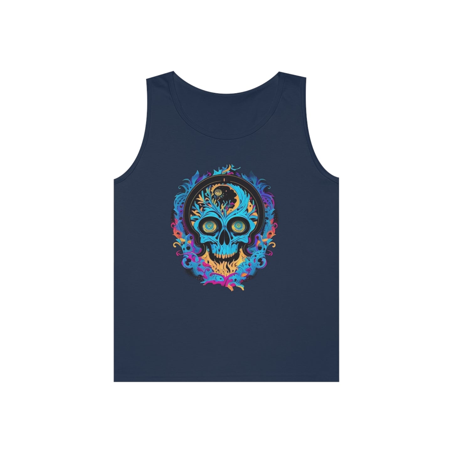 bright blue sugar skull Unisex Heavy Cotton Tank Top