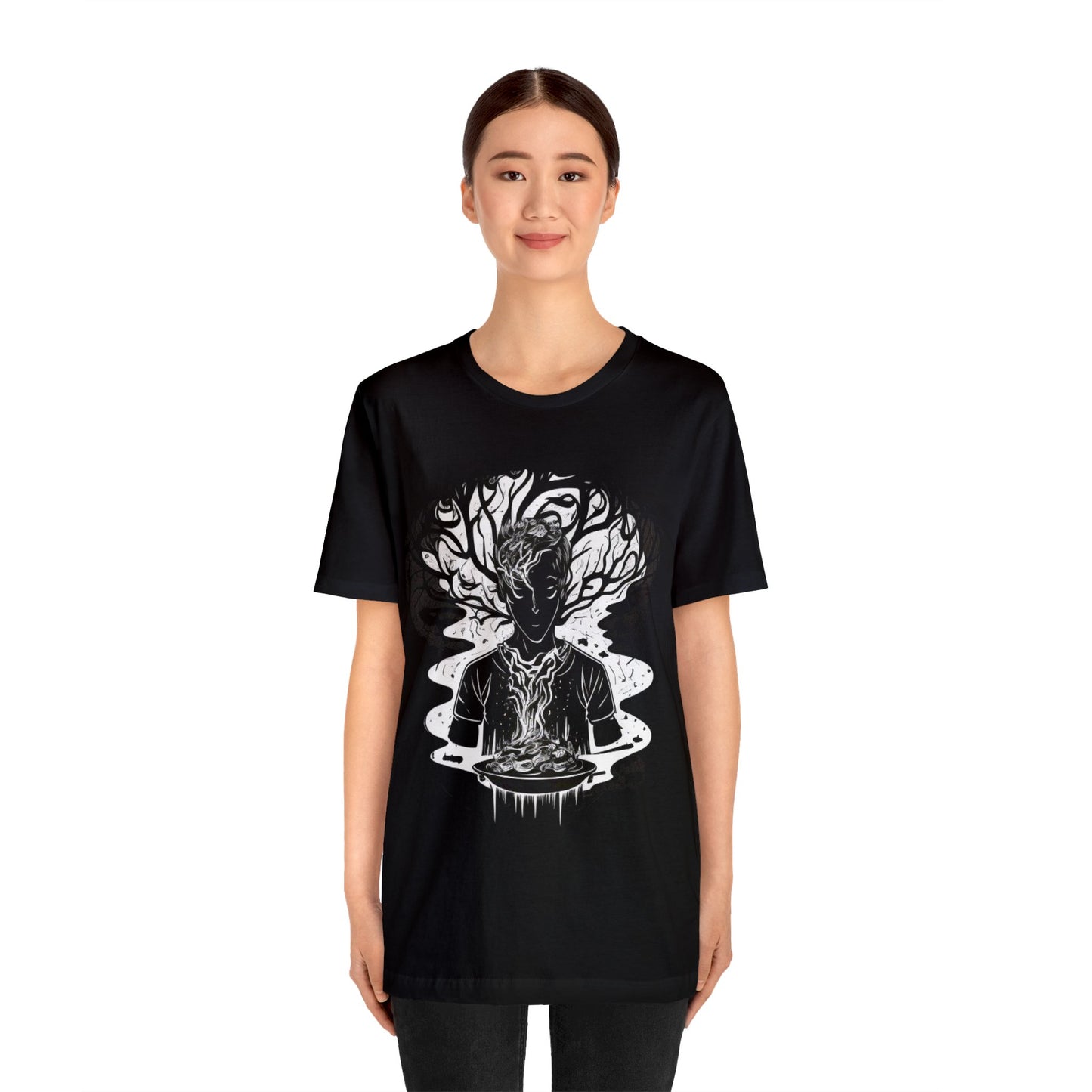 introspective black and white Unisex Jersey Short Sleeve Tee