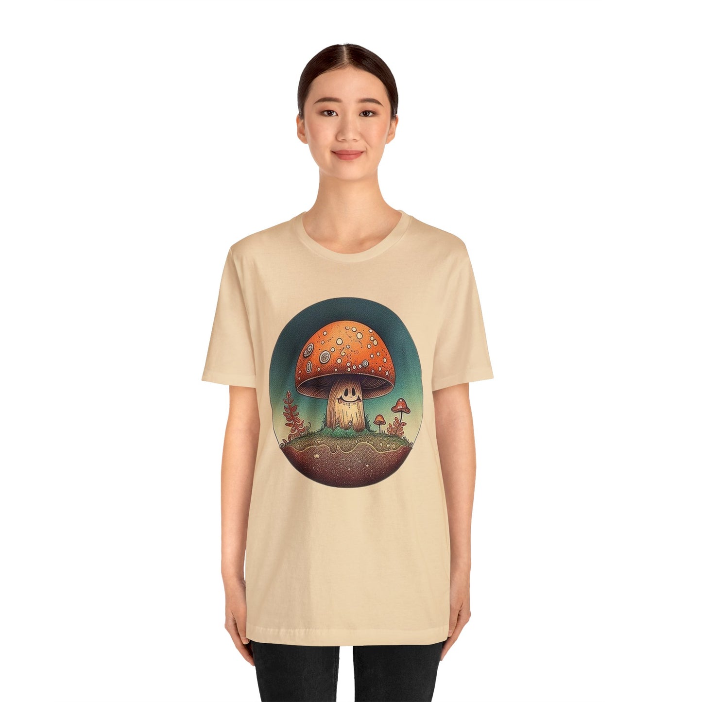 smiling mushroom trippy Unisex Jersey Short Sleeve Tee